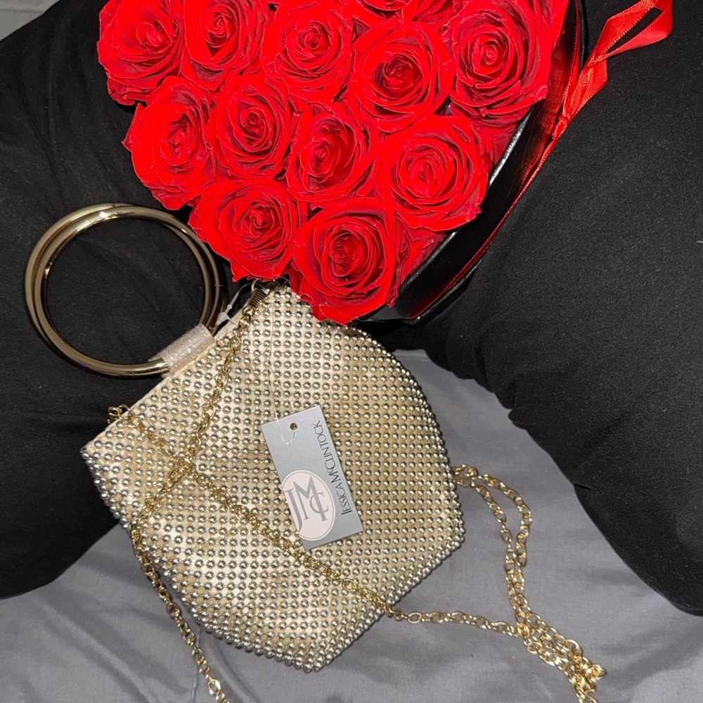 💥SALE💥Jessica McClintock Gwen Light Gold Metal Mesh Evening Bag – NWT